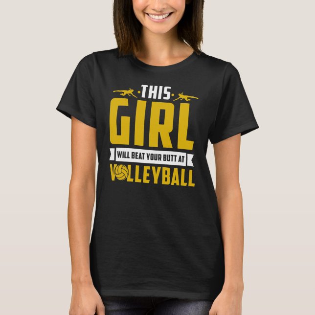 Womens Funny Volleyball Player This Girl Plays T-Shirt (Front)