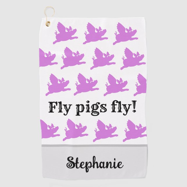 Women's Funny "When Pigs Fly"  Golf Towel (Front)