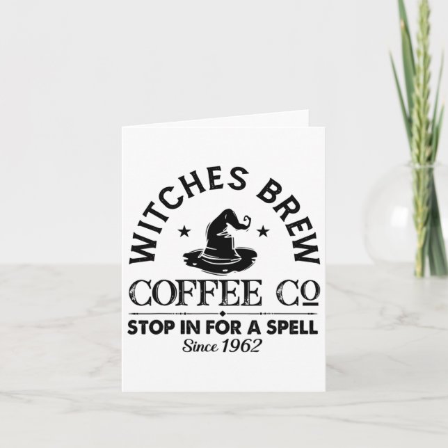Womens Funny Witch Hat Witches Brew Coffee Hallowe Card (Front)
