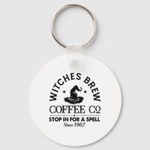 Womens Funny Witch Hat Witches Brew Coffee Hallowe Keychain