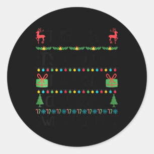 Womens Funny Xmas Too Hot Ugly Christmas Sweaters Classic Round Sticker