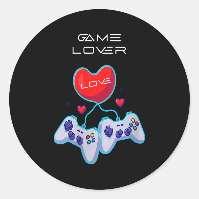 Womens Gamer Couple Love Gamepad Heart Humour Them Classic Round Sticker (Front)