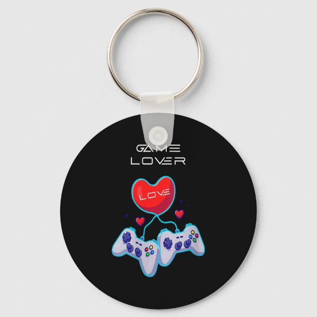 Womens Gamer Couple Love Gamepad Heart Humour Them Keychain (Front)
