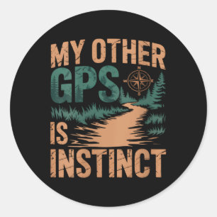 Womens Geocaching Hiking Funny V-neck Classic Round Sticker