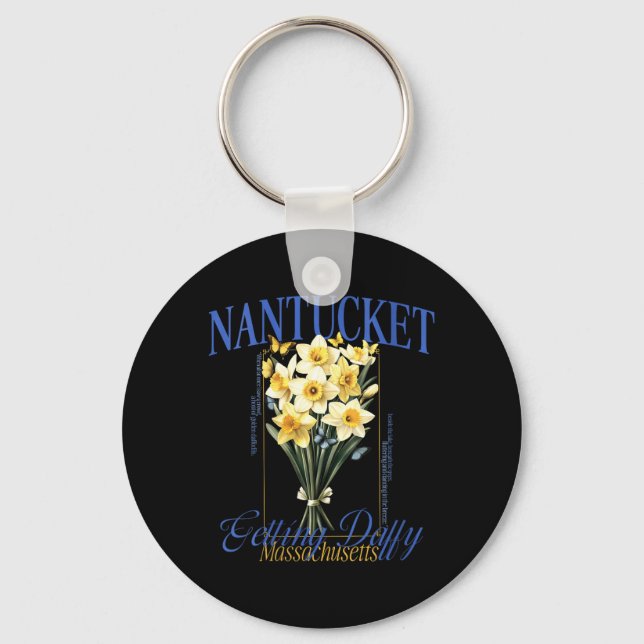 Womens Getting Daffy Nantucket Daffodil Flower Keychain (Front)