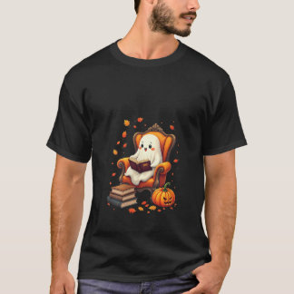 Womens Ghost Book Reader Reading Book Lover Teache T-Shirt