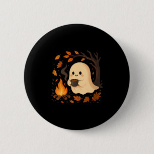Womens Ghost By Campfire With Mug V-neck 2 Inch Round Button