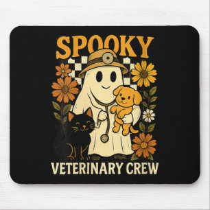 Womens Ghost Holding Black Cat Dog Veterinarian Mouse Pad