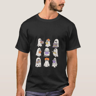 Womens Ghost Reading Books Halloween Booooks Ghost T-Shirt