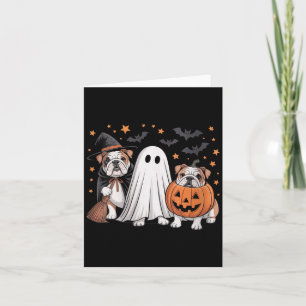 Womens Ghost Witch Pumpkin English Bulldog Dog Card
