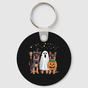 Womens Ghost Witch Pumpkin German Shepherd Dog Keychain