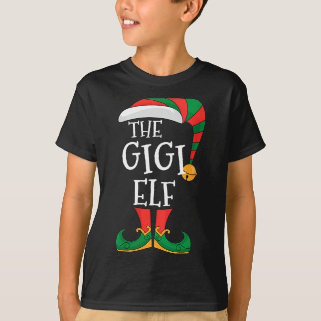 Womens Gigi Elf Xmas Matching Pajamas Group Christ T-Shirt (Front)