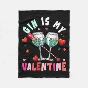 Women's Gin Is My Valentine Hearts Matching Drinke Fleece Blanket