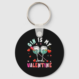 Women's Gin Is My Valentine Hearts Matching Drinke Keychain