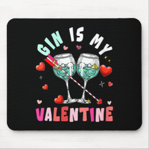 Women's Gin Is My Valentine Hearts Matching Drinke Mouse Pad