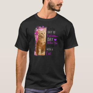 Womens Ginger Cat Mom Valentines Day Cat Mama Moth T-Shirt