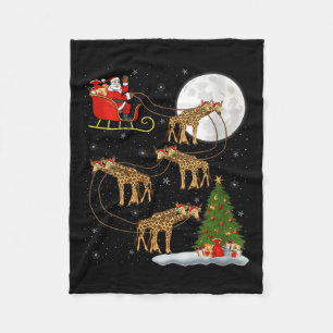 Womens Giraffe Santa Sleigh Flying Funny Magical C Fleece Blanket