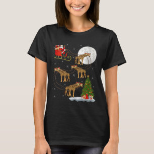 Womens Giraffe Santa Sleigh Flying Funny Magical C T-Shirt