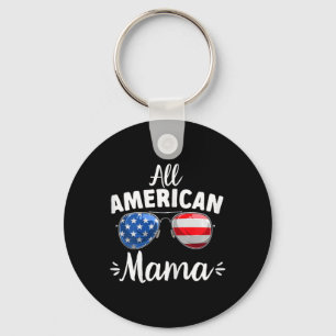 Womens Girls All American Mama 4th Of July Keychain