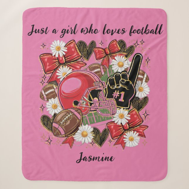 women's/girls football Sherpa Blanket (Front)