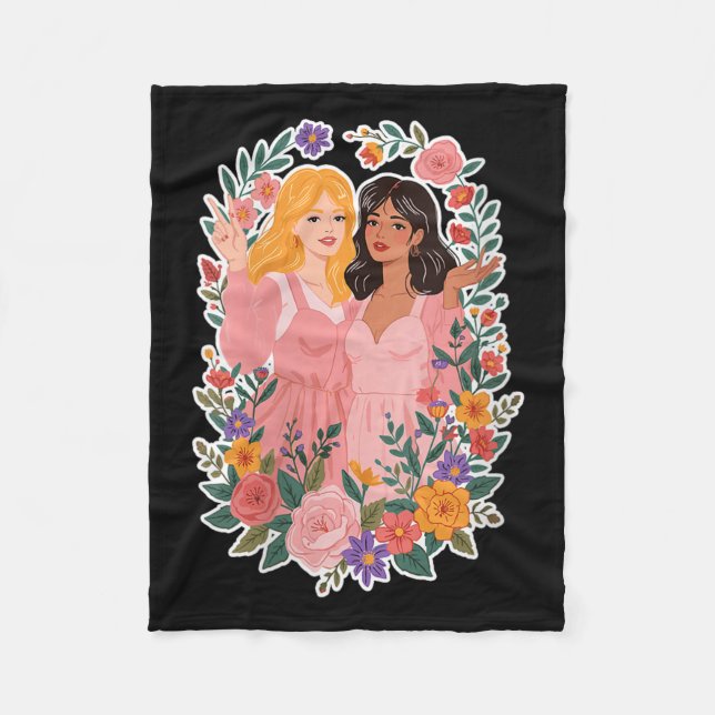 Womens Girls Friendship Bloom Ies Sisterhood Toget Fleece Blanket (Front)