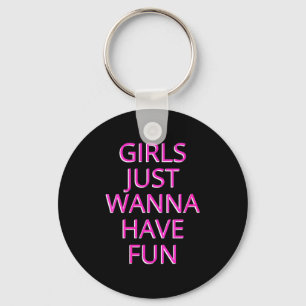 Womens Girls Just W Have Fun V-neck Keychain