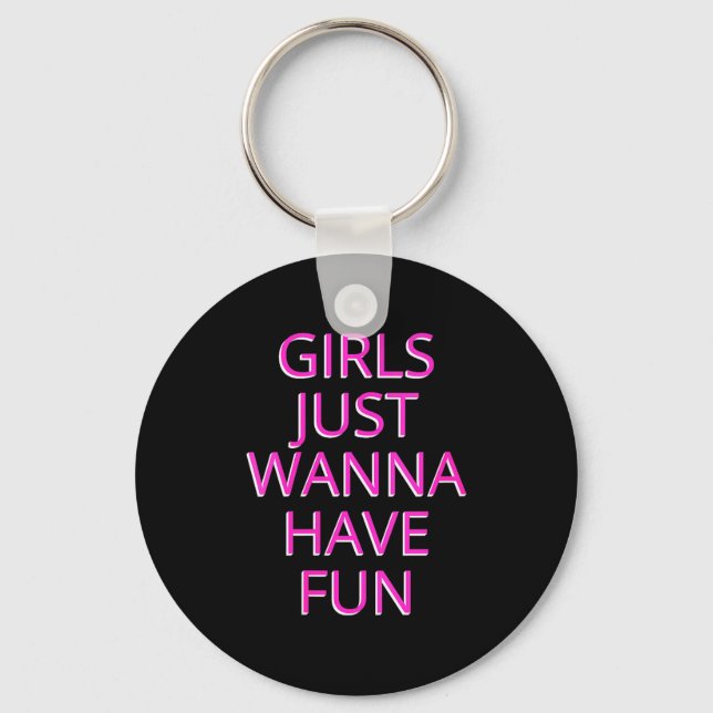 Womens Girls Just W Have Fun V-neck  Keychain (Front)