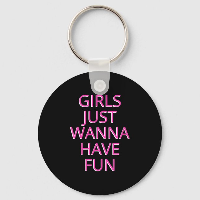 Womens Girls Just W Have Fun V-neck  Keychain (Front)