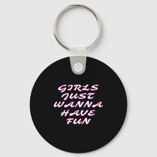 Womens Girls Just W Have Fun V-neck Keychain