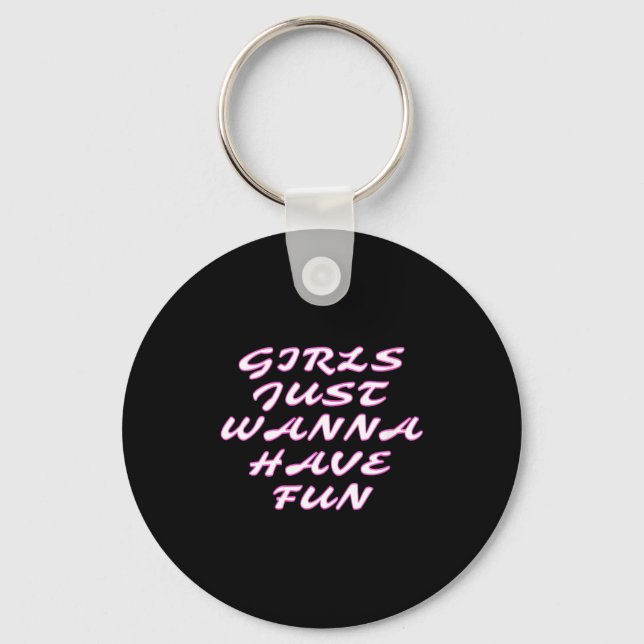 Womens Girls Just W Have Fun V-neck  Keychain (Front)