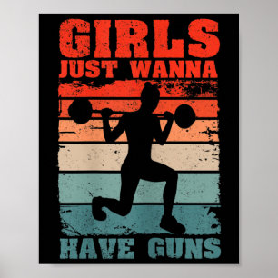 Womens Girls Just W Have Guns Funny Workout Girl G Poster