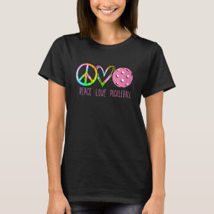 Womens Girls Pickleball Retired Ladies Peace Love T-Shirt
