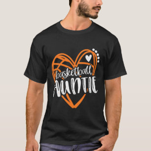 Womens Girls Sketll Auntie Heart Distressed T-Shirt