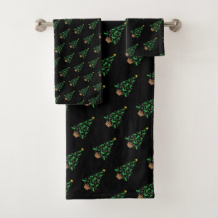 Women's Girls Soccer Christmas Tree Bath Towel Set