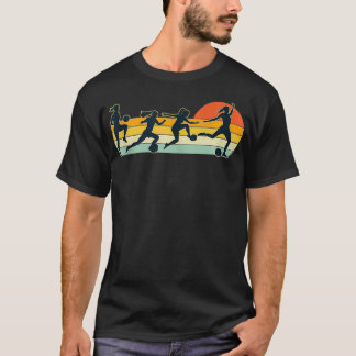 Womens Girls Soccer Players Retro Sunset  Soccer  T-Shirt