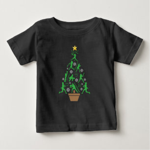 Women's Girls Softball Christmas Tree Baby T-Shirt