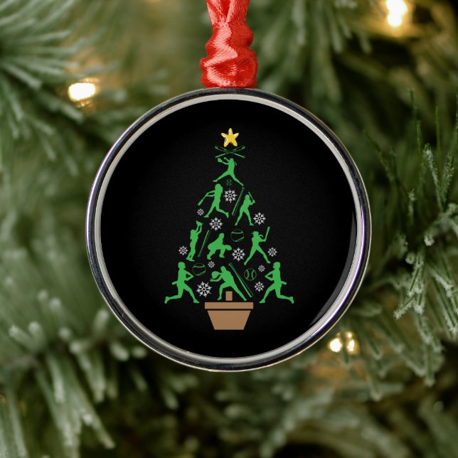 Women's Girls Softball Christmas Tree Metal Ornament (Tree)