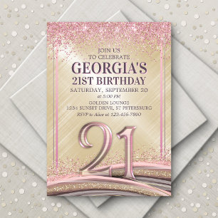 Womens Glam 21st Birthday Invitation