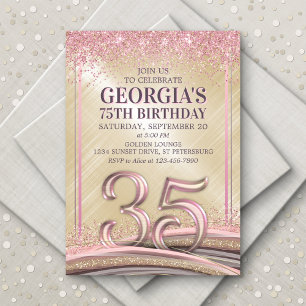 Womens Glam 35th Birthday Invitation