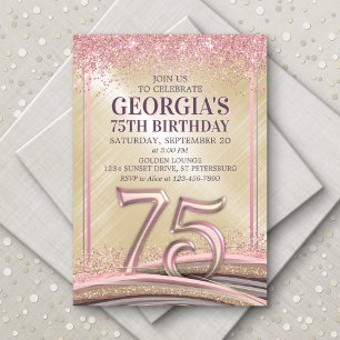 Womens Glam 75th Birthday Invitation