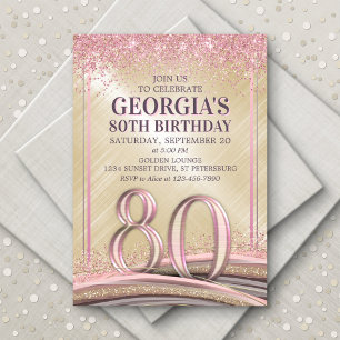 Womens Glam 80th Birthday Invitation