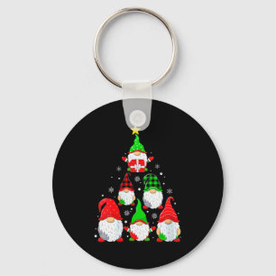 Womens Gnomes Christmas Tree Pajamas Funny Gnome H Keychain