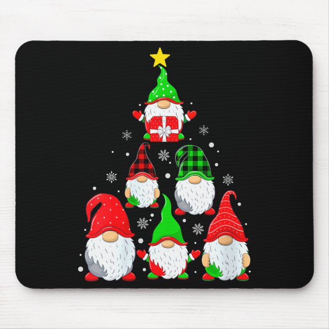 Womens Gnomes Christmas Tree Pajamas Funny Gnome H Mouse Pad (Front)