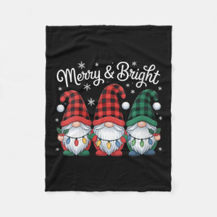 Womens Gnomes Merry And Bright Christmas Lights Bu Fleece Blanket