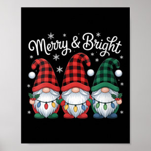 Womens Gnomes Merry And Bright Christmas Lights Bu Poster