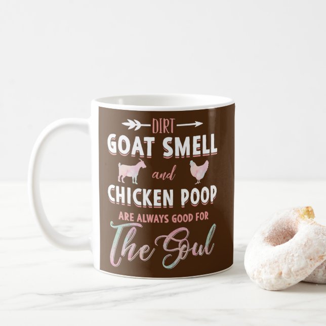 Womens Goat and chicken floral farming wife Coffee Mug (With Donut)