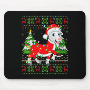 Womens Goat Xmas Sweater Style Ugly Santa Goat Chr Mouse Pad