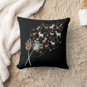 Womens Goats Funny Dandelion Wildflower Floral Goa Throw Pillow