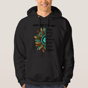 Womens God Say You Are Unique Sunflower Leopard St Hoodie