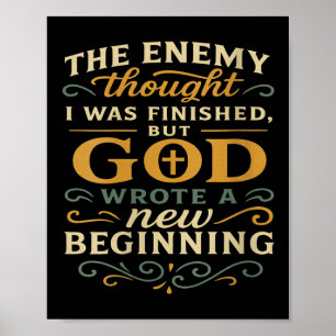 Womens God Wrote A New Beginning Faith Based Insra Poster